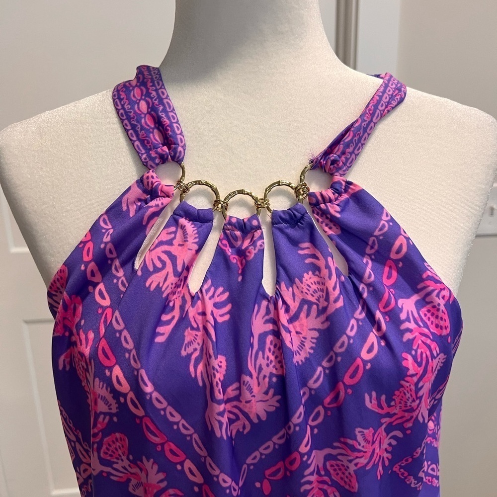 Lilly Pulitzer Purple and Pink Halter Tank Top - Picture 2 of 6
